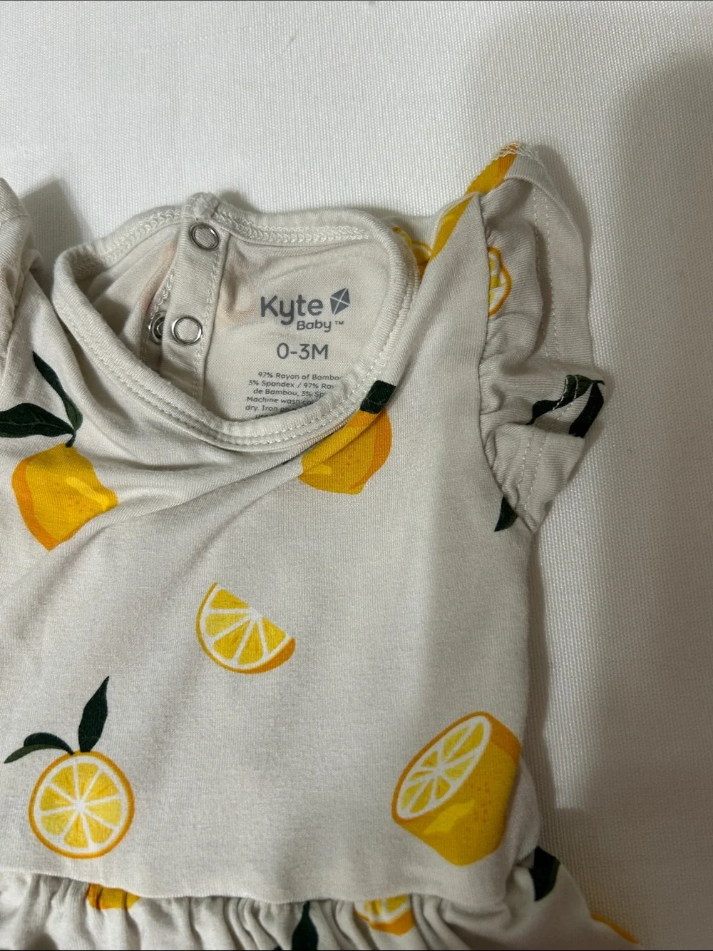 Kyte BABY Skirted Onsie, 0-3 mo, lemon print
